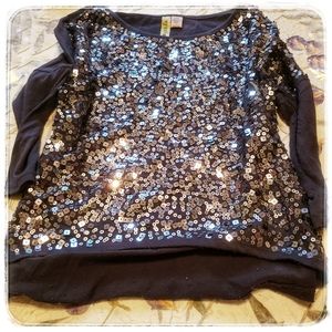 Eyeshadow Silver Sequined Shirt, Small